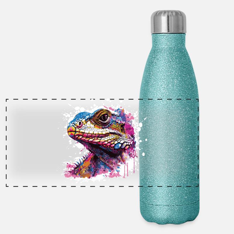 Echse Graffiti  Panorama Glitzer Isolierflasche 500 ml
