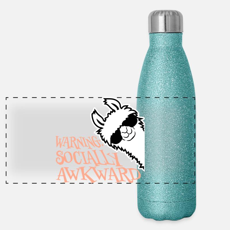 Lama Warning Socially Awkward Sunglasses Alpaca Panoramic Glitter Thermal Bottle 500 ml