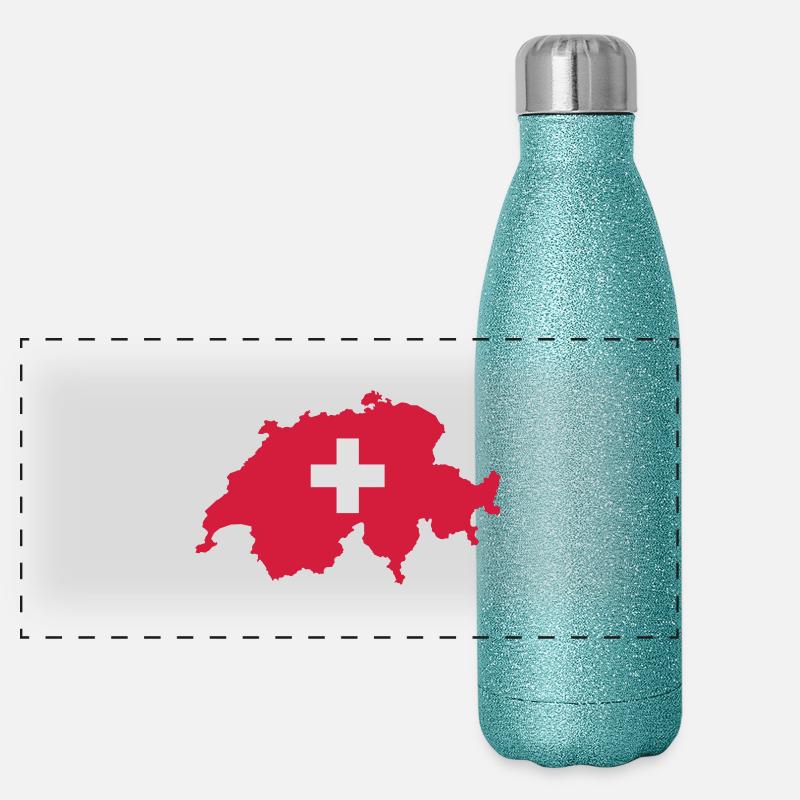 Schweiz Panorama Glitzer Isolierflasche 500 ml