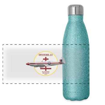 Spitfire 21 Blackpool Air Racer - Gourde isotherme panoramique pailletée 500 ml - paillettes bleues - Devant