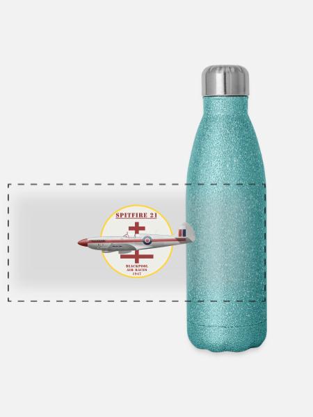 Spitfire 21 Blackpool Air Racer - Gourde isotherme panoramique pailletée 500 ml - paillettes bleues - Devant