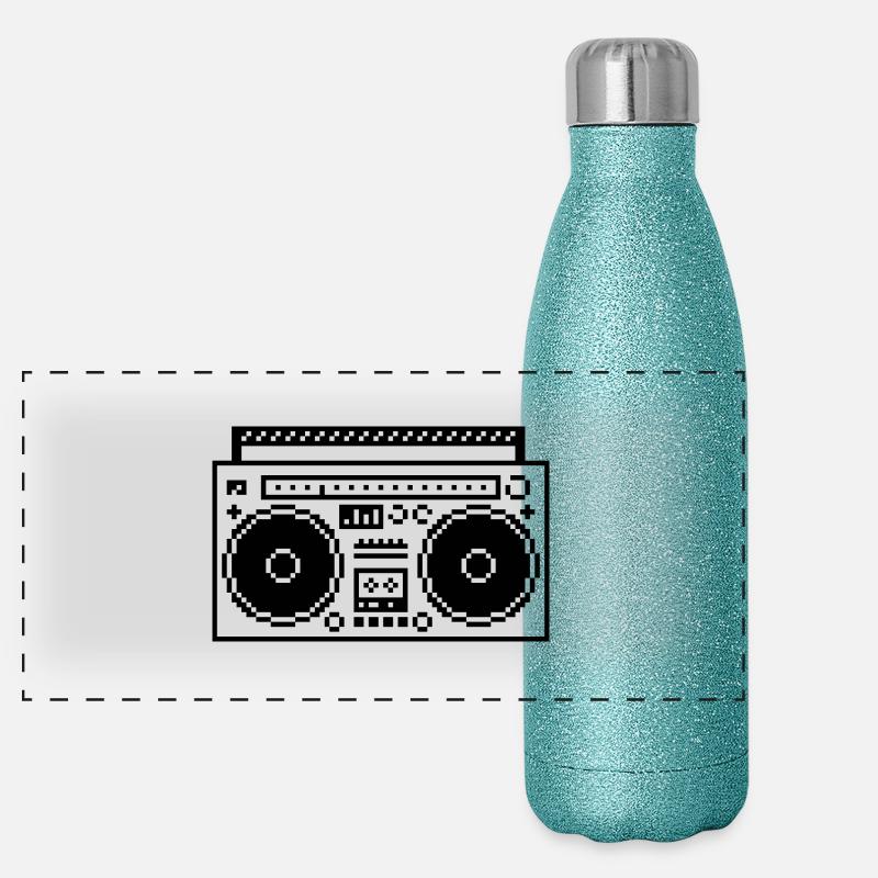 8bit Pixel Boombox Panorama Glitzer Isolierflasche 500 ml