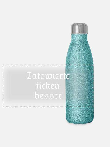 Tätowierte ficken besser - Panorama Glitzer Isolierflasche 500 ml - Blau Glitzer - Vorne