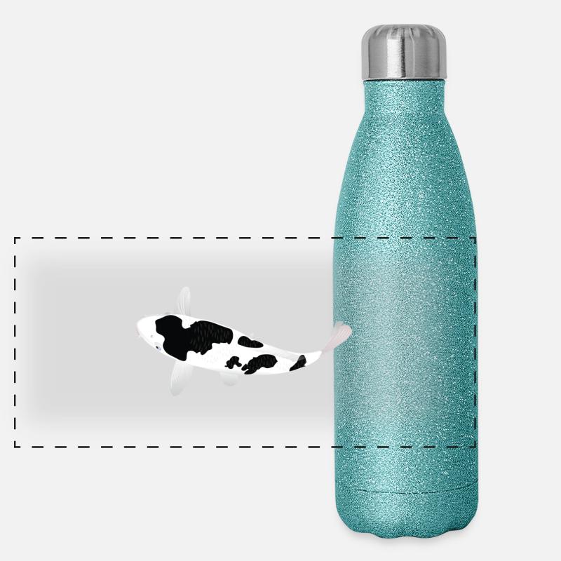 Carpe Koï - Blanche et Noire Gourde isotherme panoramique pailletée 500 ml