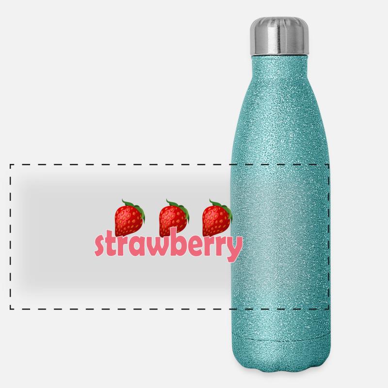 STRAWBERRY Panorama Glitzer Isolierflasche 500 ml