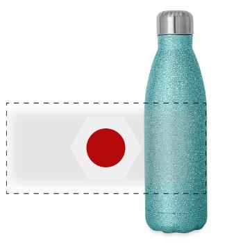 drapeau du japon - Gourde isotherme panoramique pailletée 500 ml - paillettes bleues - Devant