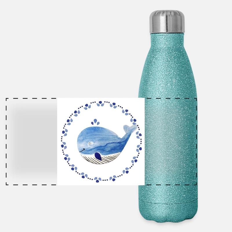 Petit poster de baleine Gourde isotherme panoramique pailletée 500 ml