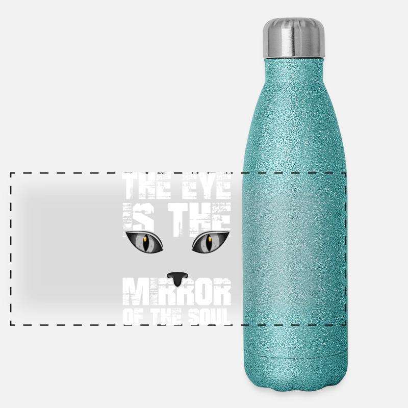 Chat chaton miaou chat domestique oeil de chat Gourde isotherme panoramique pailletée 500 ml