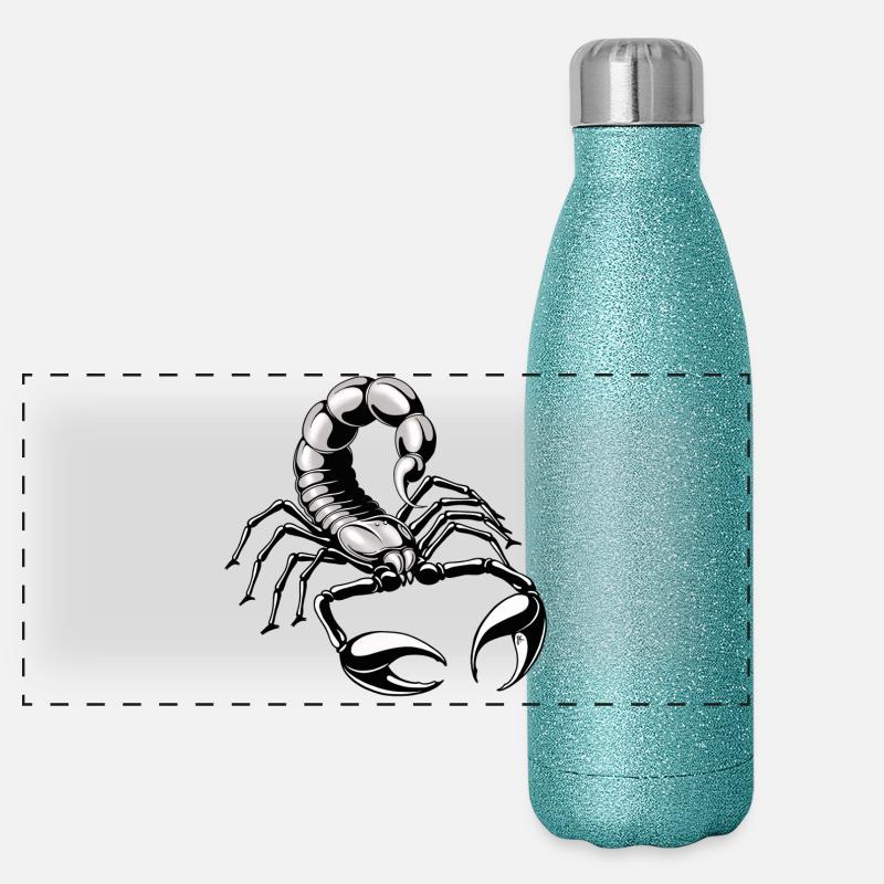 Skorpion - silber - grau Panorama Glitzer Isolierflasche 500 ml