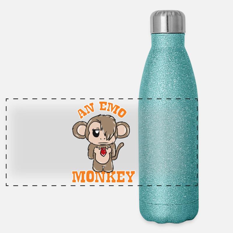 Monkey Emo Panoramic Glitter Thermal Bottle 500 ml