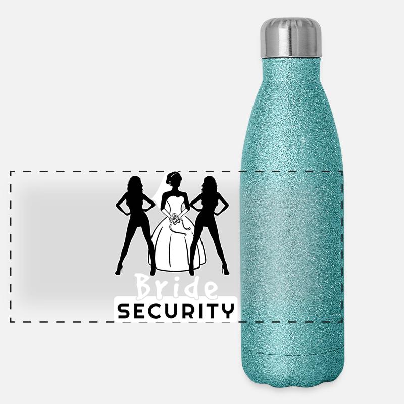 Bride Security Team Partnerlook Bachelor Fun Panoramic Glitter Thermal Bottle 500 ml