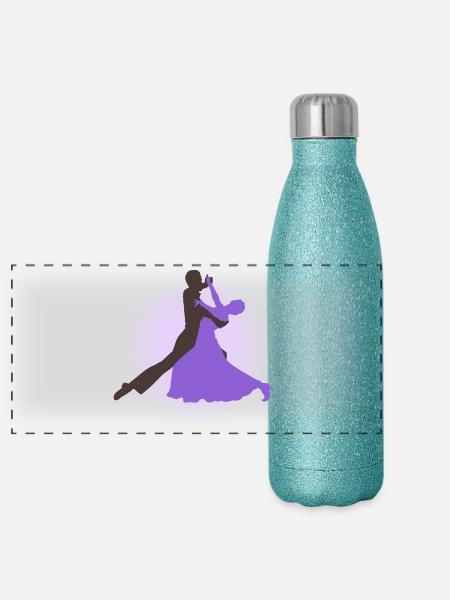 Tanzpaar - Panorama Glitzer Isolierflasche 500 ml - Blau Glitzer