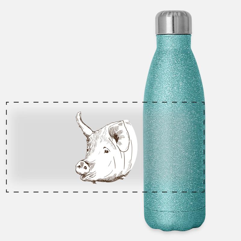 Schwein Panorama Glitzer Isolierflasche 500 ml