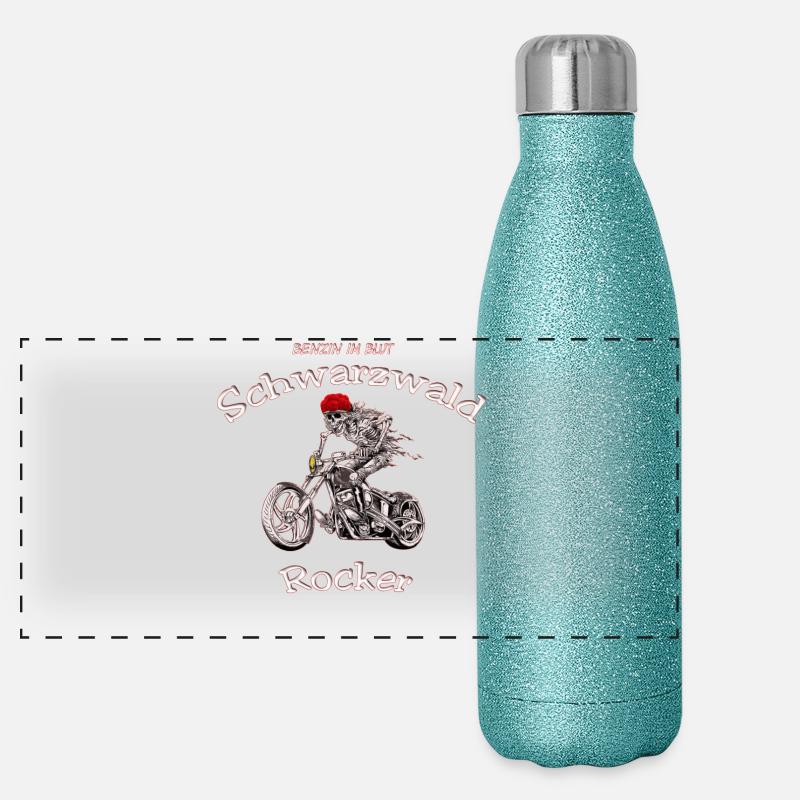 Schwarzwald Skelett-Rocker Panorama Glitzer Isolierflasche 500 ml
