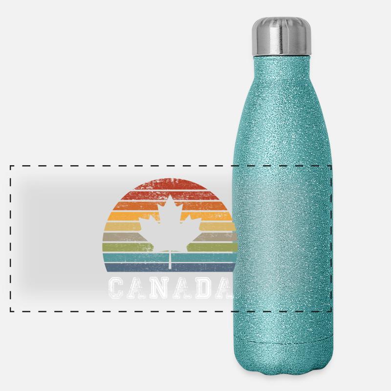 Canada vintage maple leaf design / gift Panoramic Glitter Thermal Bottle 500 ml