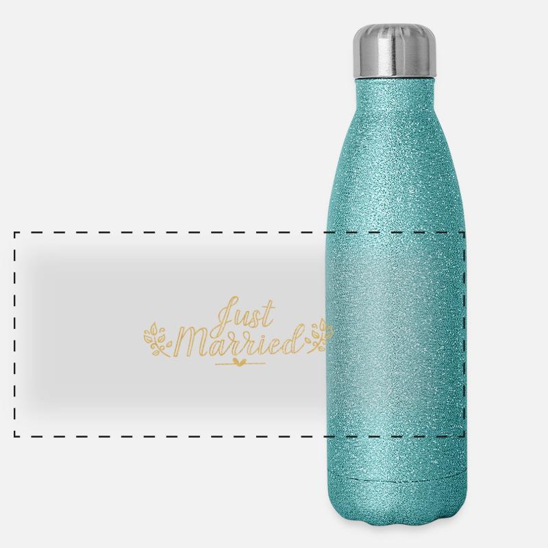 Just Married Hochzeit Ehefrau Verheiratet Geschenk Panorama Glitzer Isolierflasche 500 ml