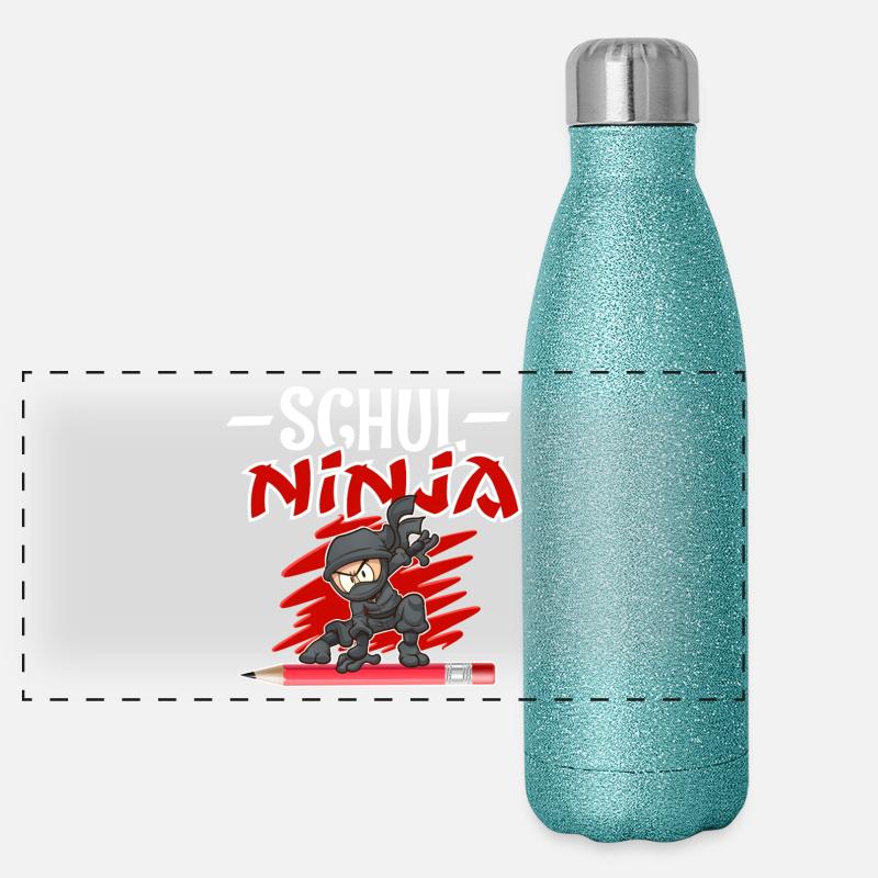 School ninja training schoolchild Panoramic Glitter Thermal Bottle 500 ml