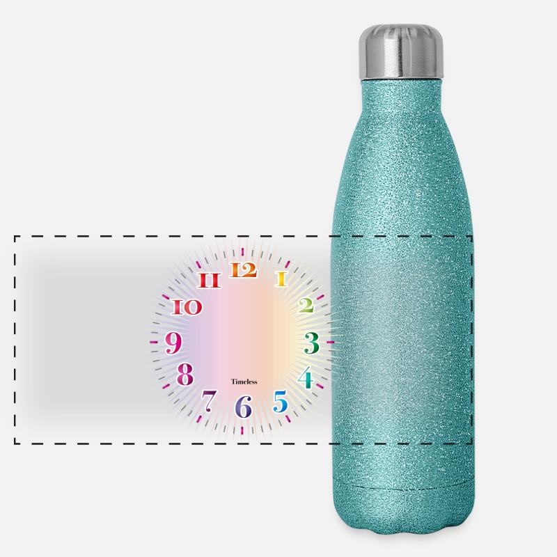 Dial with colorful numerals without clock hands Panoramic Glitter Thermal Bottle 500 ml