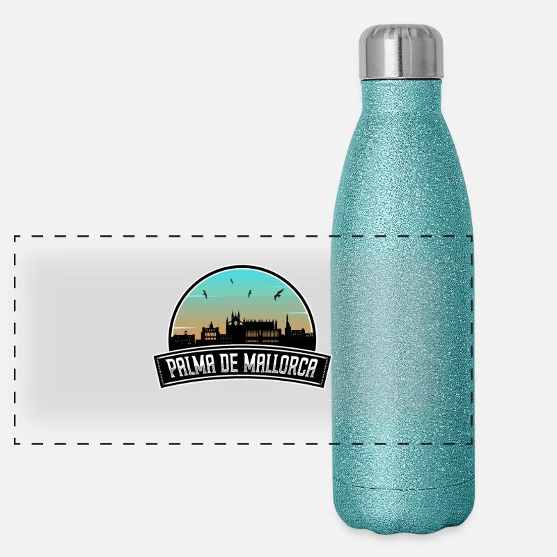 Palma De Mallorca Espagne Skyline Souvenir Espagnol Gourde isotherme panoramique pailletée 500 ml
