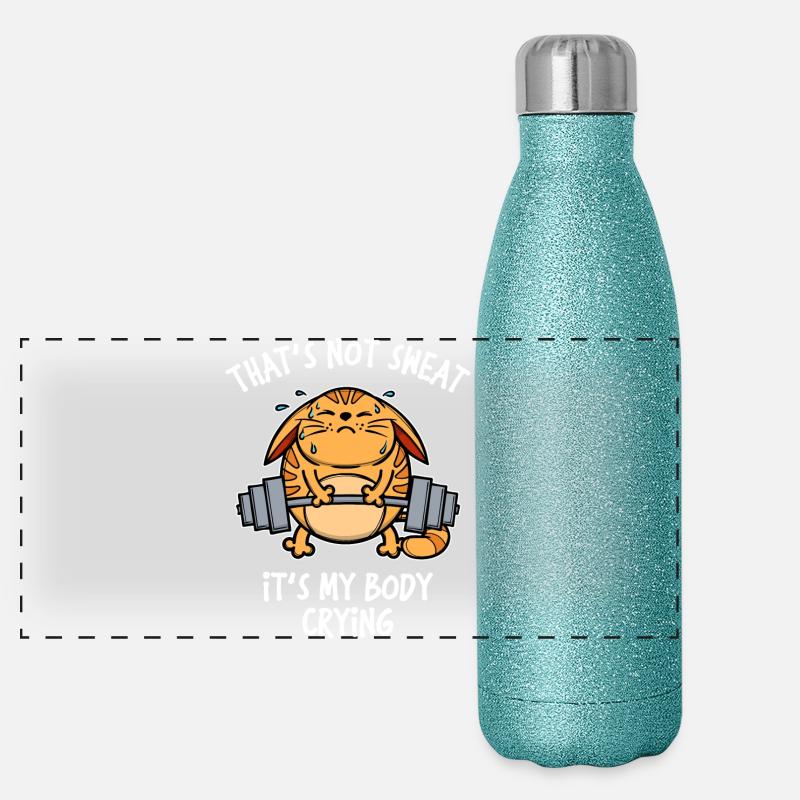 Fitness Training Workout Statement Barbell Panoramic Glitter Thermal Bottle 500 ml