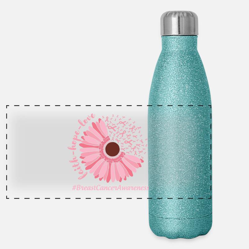 Brustkrebs Bewusstsein Rosa Blume Panorama Glitzer Isolierflasche 500 ml