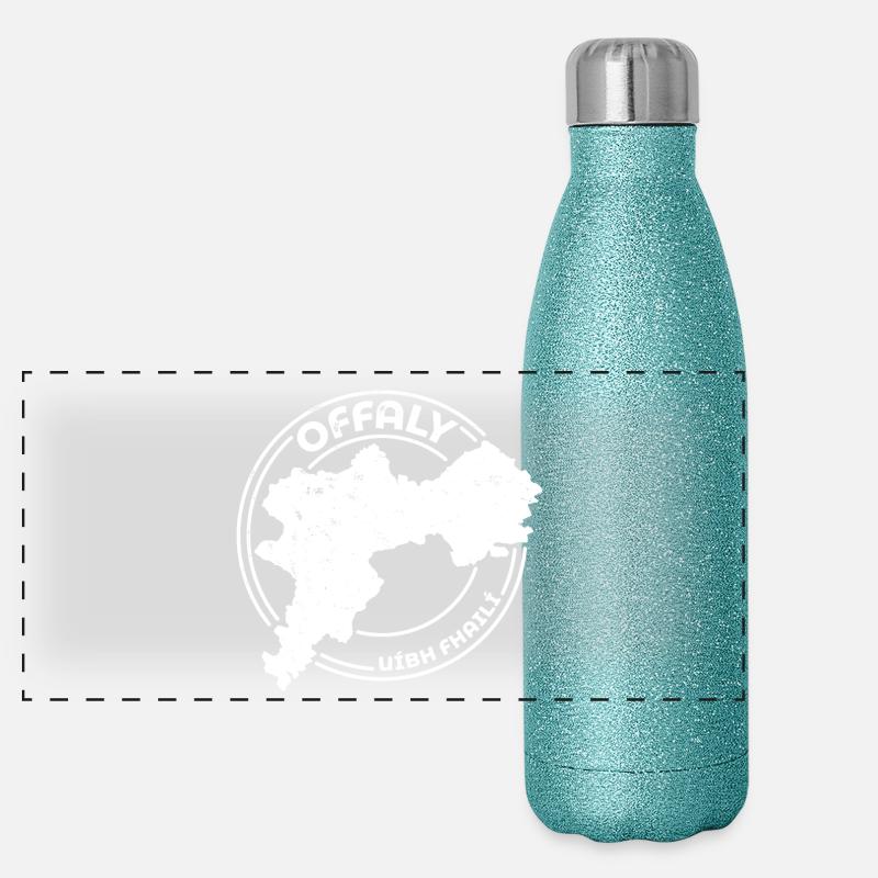 Offaly Irlande Comté | Timbre de contour de carte Gourde isotherme panoramique pailletée 500 ml