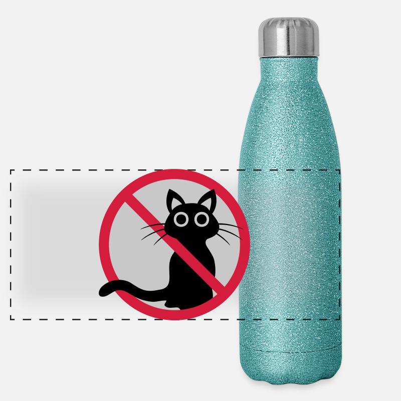 Signe interdit de chat Gourde isotherme panoramique pailletée 500 ml