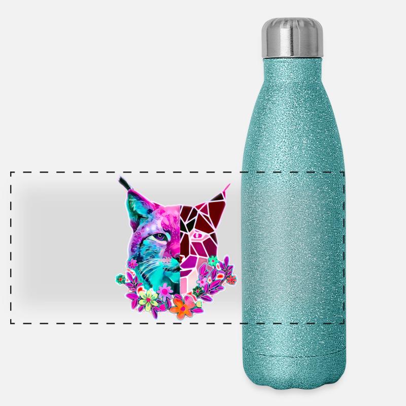 Luchs Katze Sommer Farben Panorama Glitzer Isolierflasche 500 ml