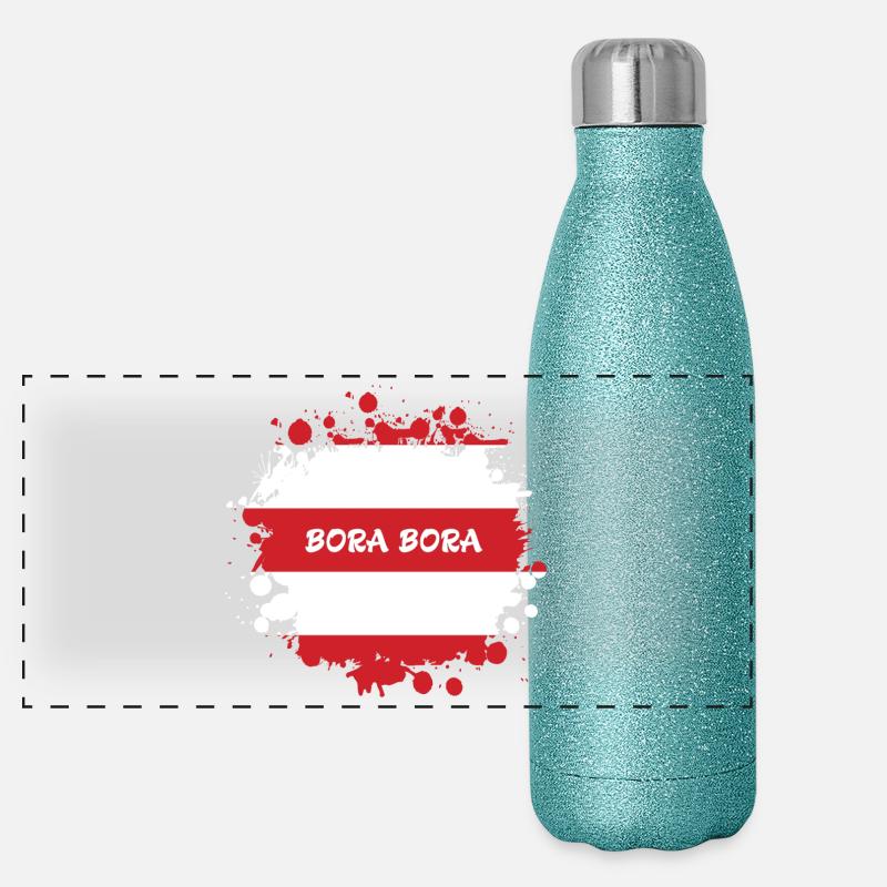 Bora Bora Klecks Flag Design Panoramic Glitter Thermal Bottle 500 ml