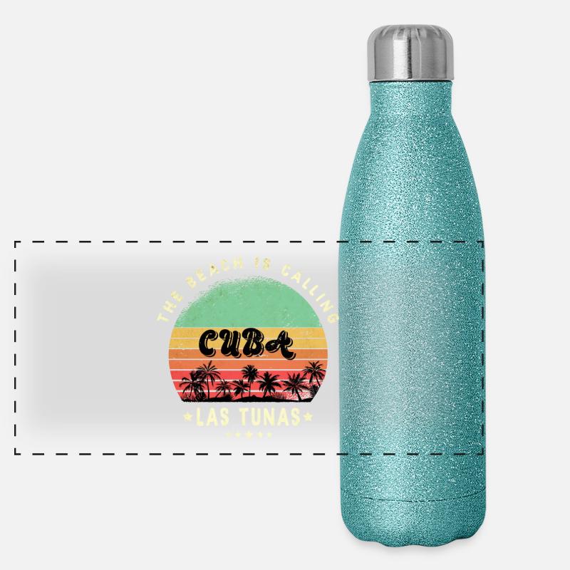 Design de plage de Las Tunas Cuba Gourde isotherme panoramique pailletée 500 ml