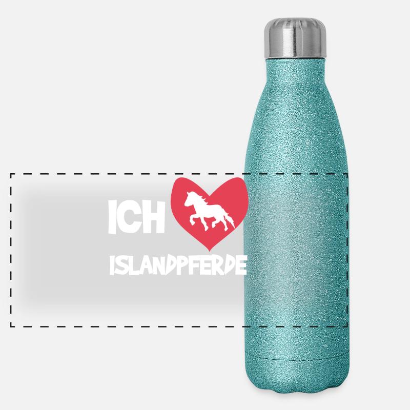 Herz Statement Pferdeliebe Ich Liebe Pferde Panorama Glitzer Isolierflasche 500 ml