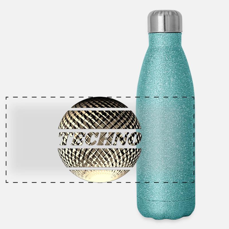 Boule techno disco or Gourde isotherme panoramique pailletée 500 ml