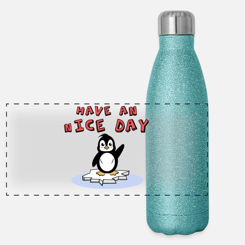 Vogel Eis Kälte Arktis Tier Pinguin Seevogel Zoo Panorama Glitzer Isolierflasche 500 ml