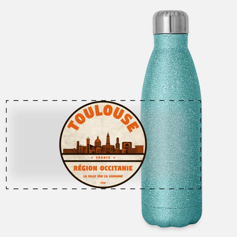 Toulouse Skyline Abzeichen Panorama Glitzer Isolierflasche 500 ml
