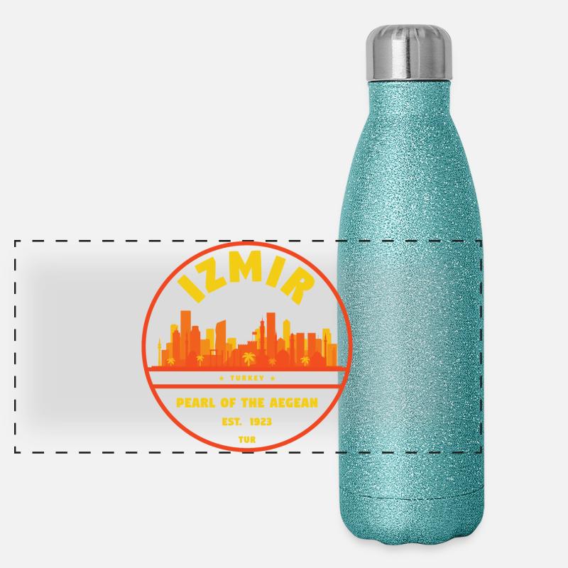 Insigne de la Skyline d’Izmir – Perle de la mer Égée Gourde isotherme panoramique pailletée 500 ml