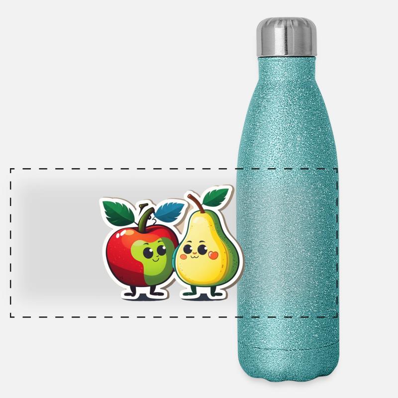Apfel und Birne Panorama Glitzer Isolierflasche 500 ml