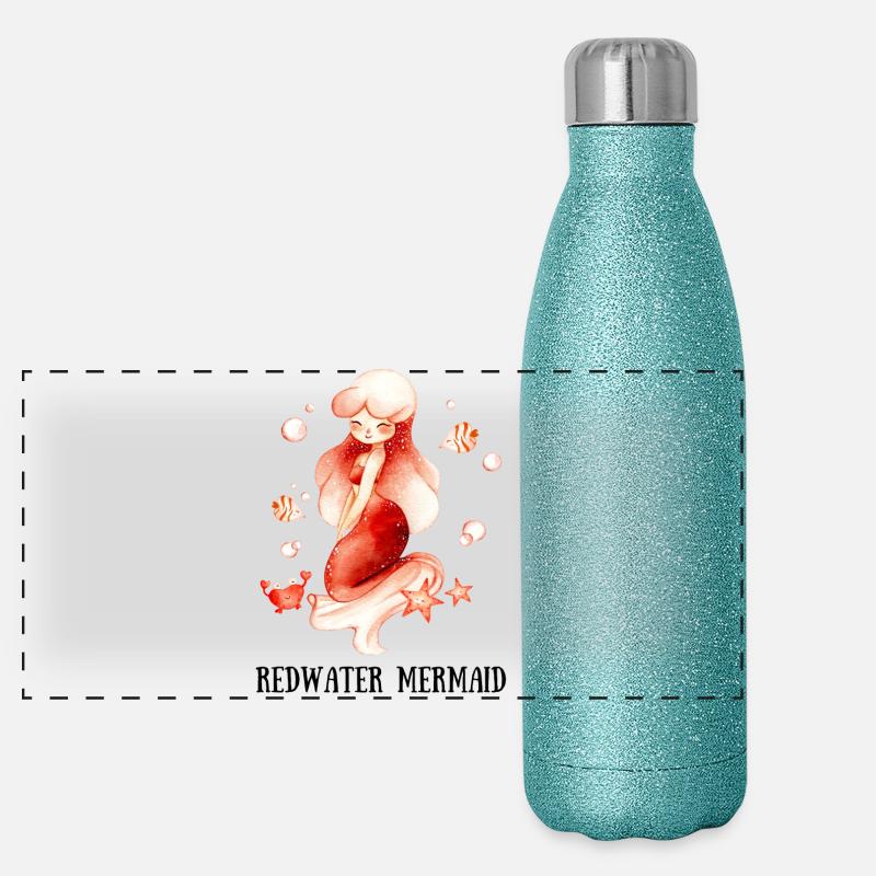 Sirène d’eau rouge Gourde isotherme panoramique pailletée 500 ml