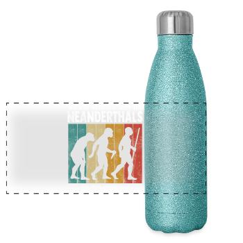 Wir sind eigentlich nur die Neandertaler - Panorama Glitzer Isolierflasche 500 ml - Blau Glitzer - Vorne