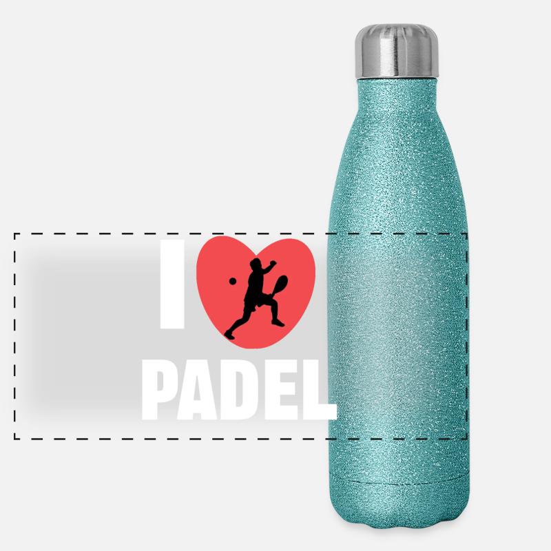 Heart Player Training I love padel statement Panoramic Glitter Thermal Bottle 500 ml