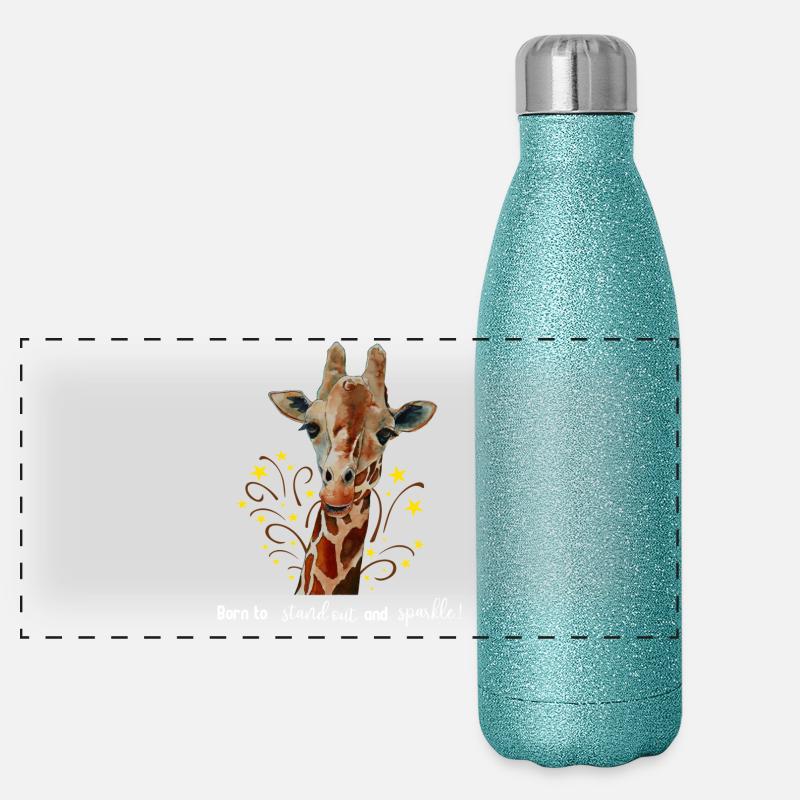 Girafe mignonne Née pour se démarquer et briller Gourde isotherme panoramique pailletée 500 ml