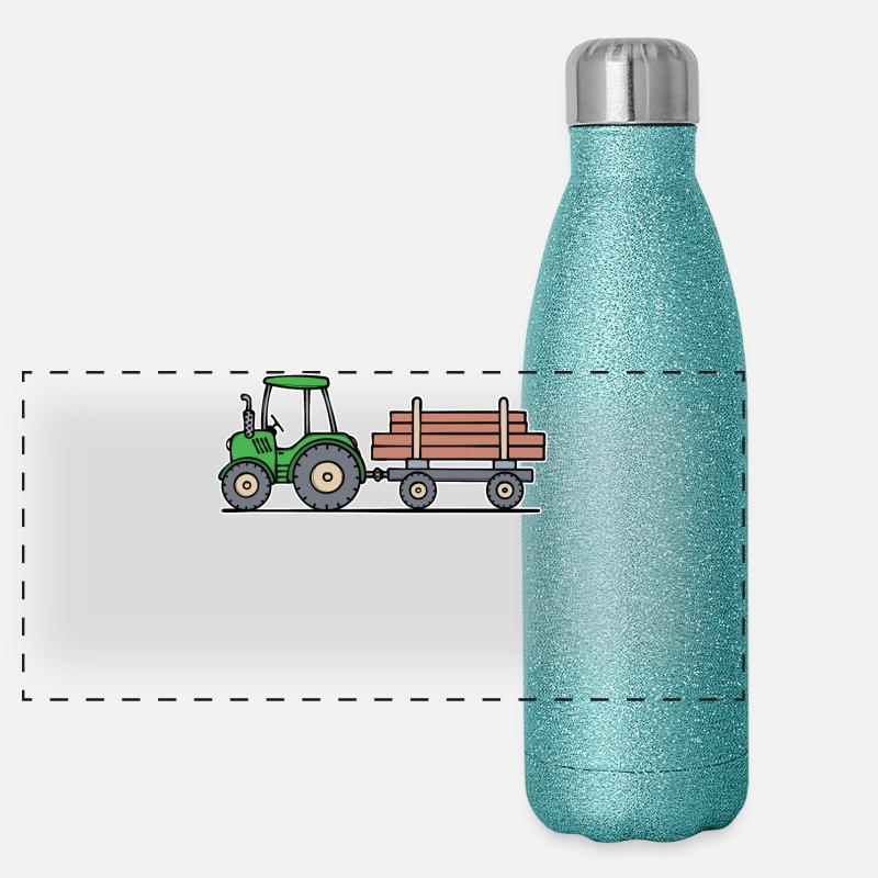 Biobauer Trecker Statement Traktor Nutzfahrzeug Panorama Glitzer Isolierflasche 500 ml