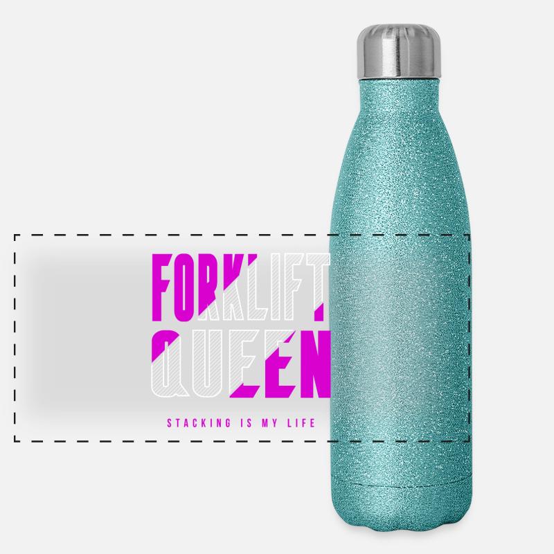 Gabelstapler Königin Panorama Glitzer Isolierflasche 500 ml