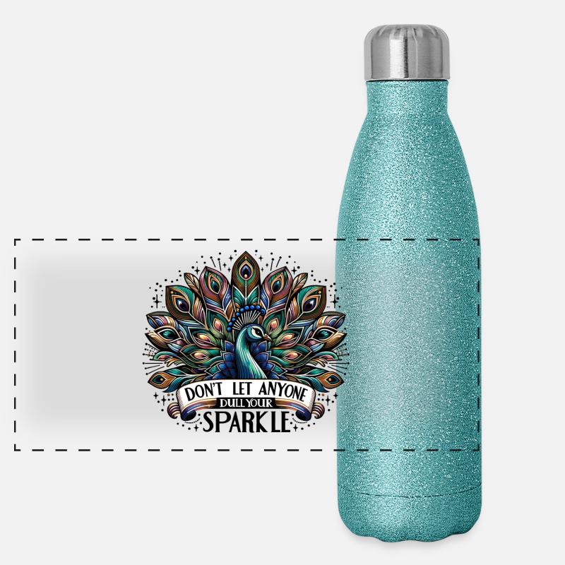 Peacock - Ne laissez pas Aynone ternir votre éclat Gourde isotherme panoramique pailletée 500 ml
