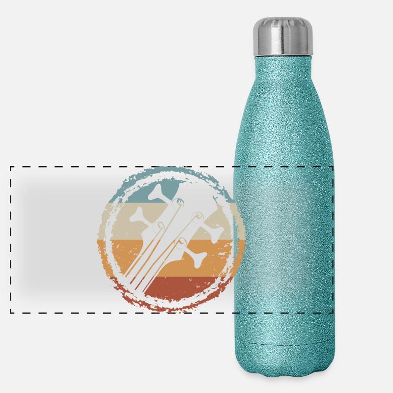 Sunset Guitar Circle - Panoramic Glitter Thermal Bottle 500 ml - blue glitter
