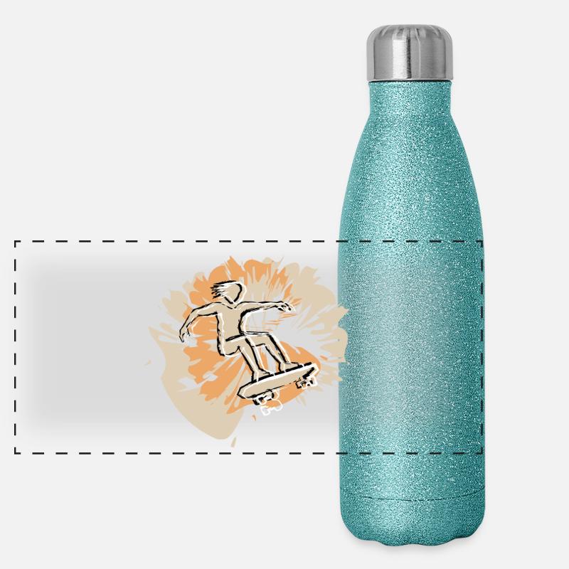 Style de skateboard Gourde isotherme panoramique pailletée 500 ml