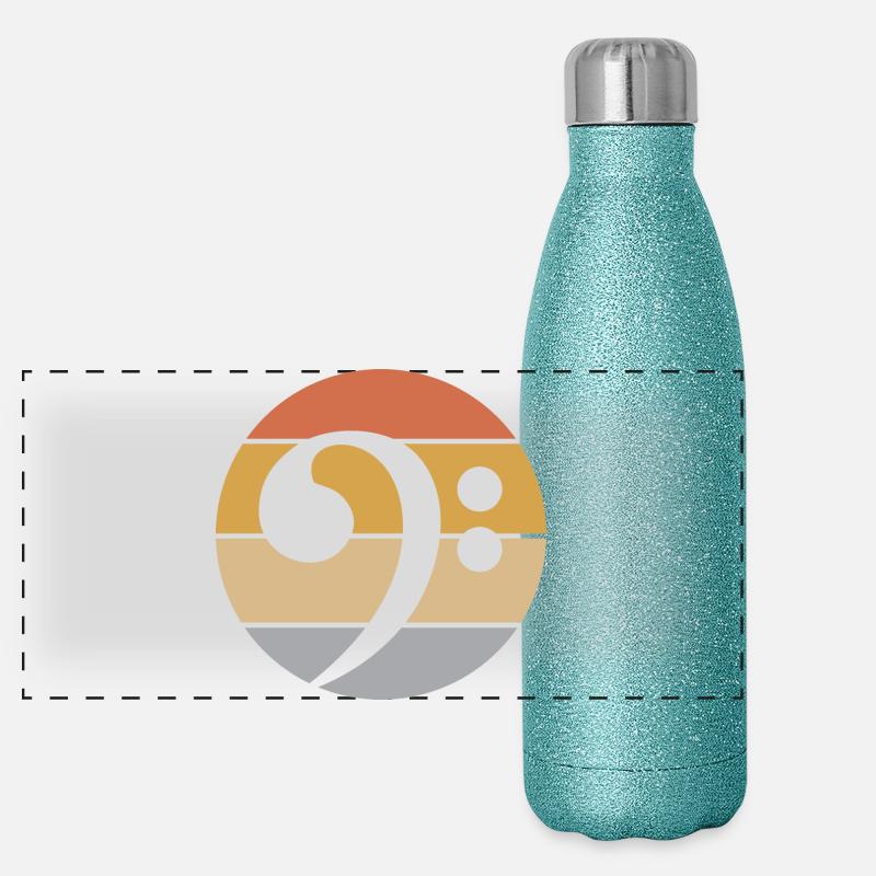 Guitare rétro Basse Clé de Basse Guitariste Vintage Gourde isotherme panoramique pailletée 500 ml
