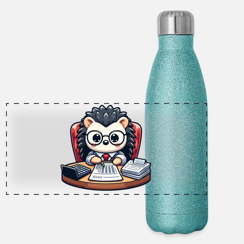 Hérisson comptable : la bestiole calculatrice Gourde isotherme panoramique pailletée 500 ml