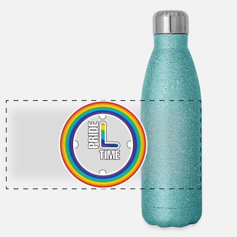Rainbow Pride Ring Clock Panoramic Glitter Thermal Bottle 500 ml