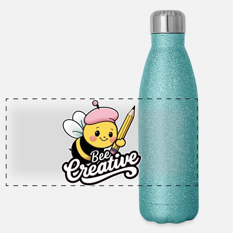 abeille créative abeille soyez créatif Gourde isotherme panoramique pailletée 500 ml