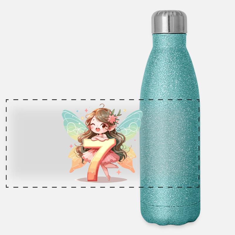 7 Jahre Fee Elfe Geburtstag Geschenk Panorama Glitzer Isolierflasche 500 ml
